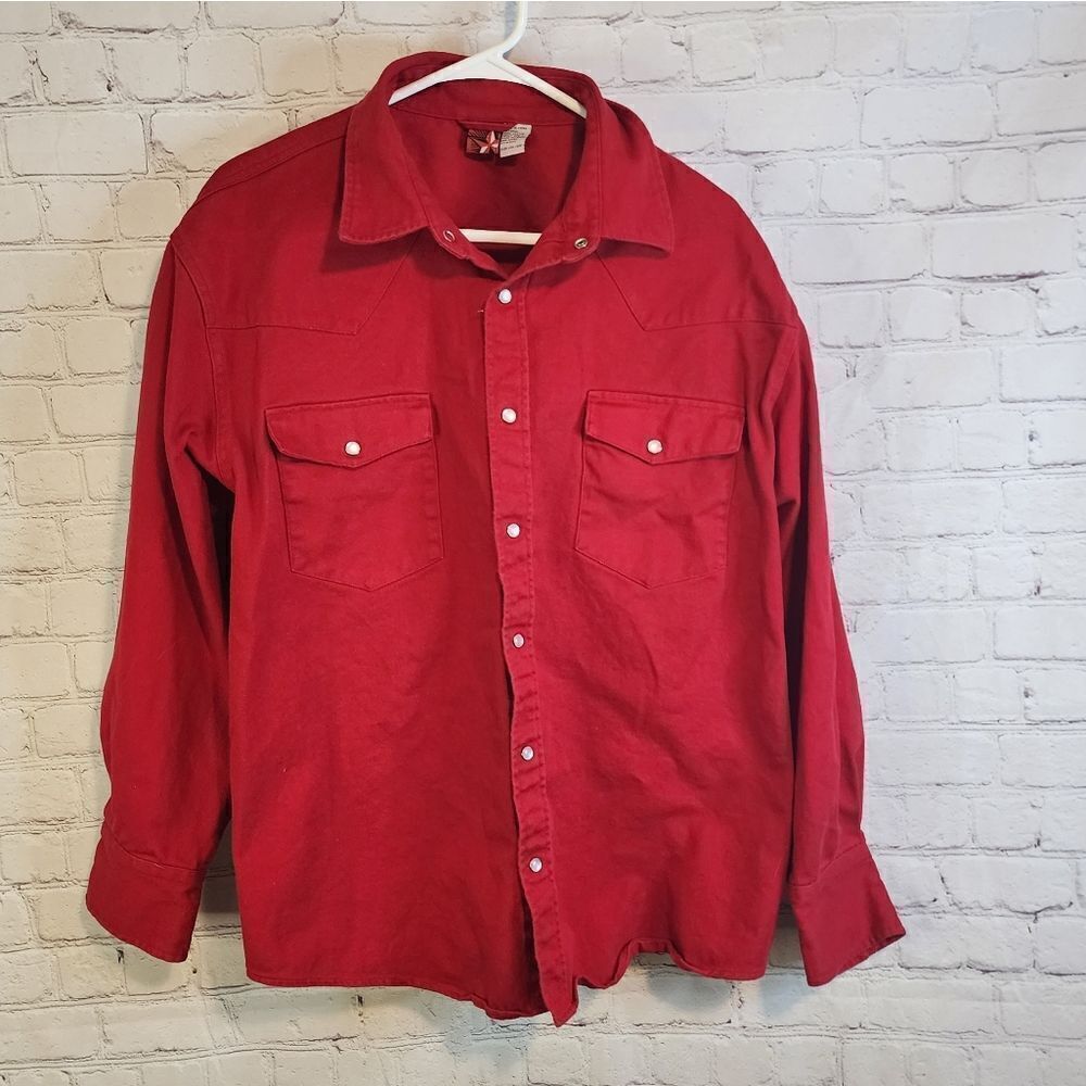 Men's North Star long sleeve pearl snapped shirt, size Large